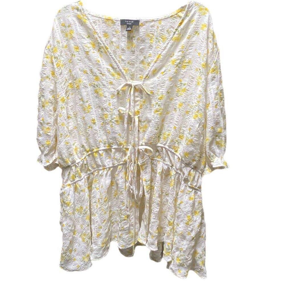 Haver London  size 2X tie from floral peplum top.